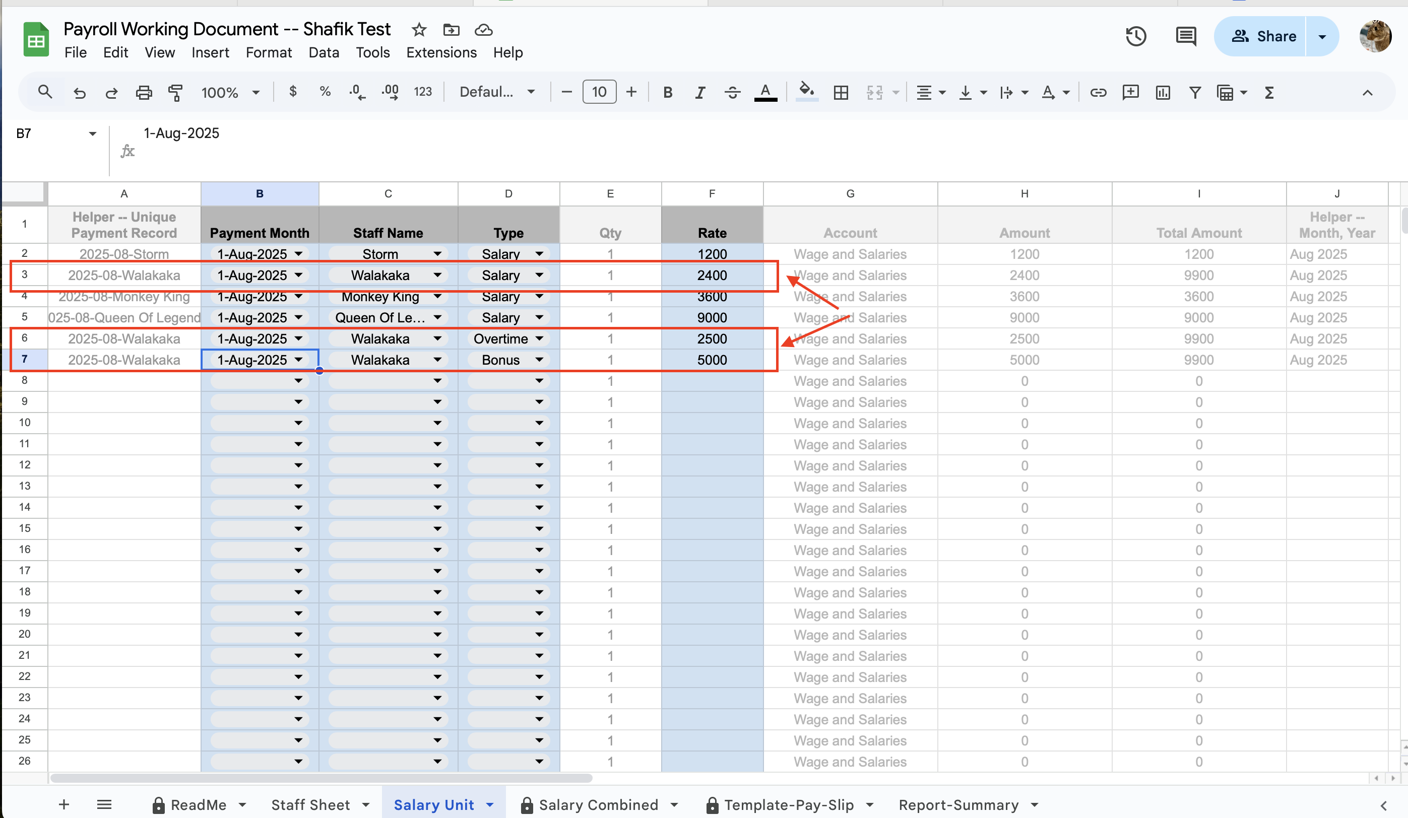 Walakaka Salary Sheet